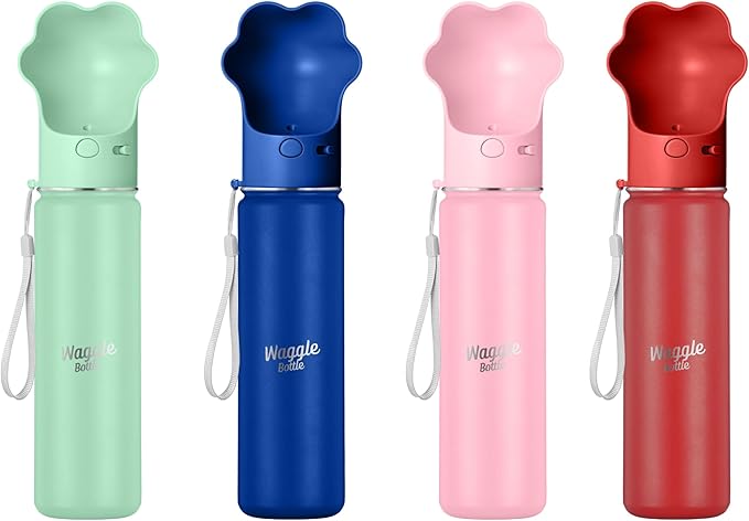 Waggle Bottle Stainless Steel Dog Travel Water Bottle, Vacuum Insulated Portable Dog Water Dispenser, Drink Cup and Snack Container On The Go, Outdoor Walking, Hiking, Travel (Cobalt)