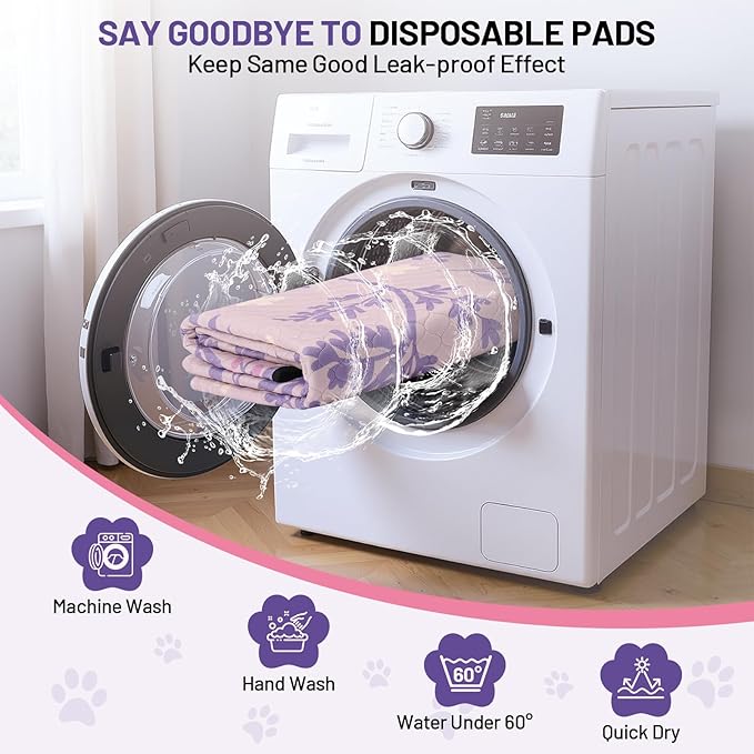Washable Dog Pee Pads - Absorbent Reusable Puppy Training Pads, Waterproof Leak - Proof & Non - Slip for Crate Whelping Potty Training 36x41 (Pack of 2)