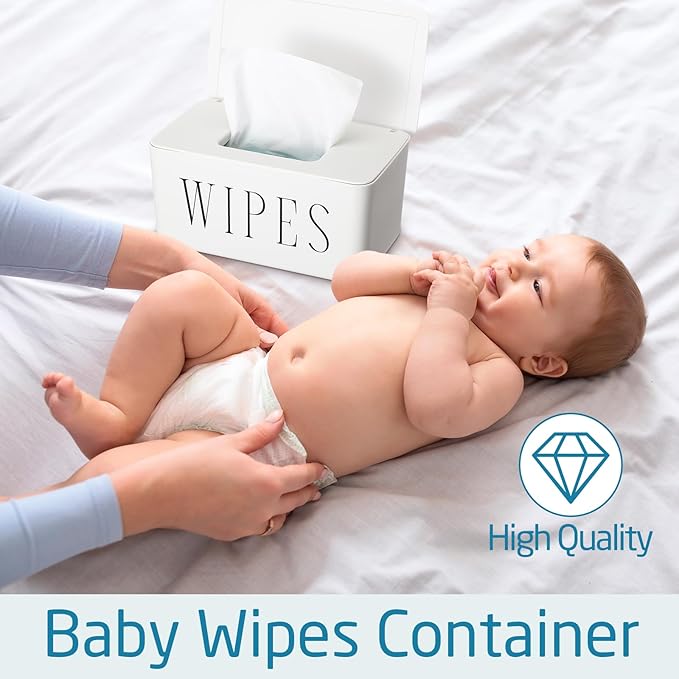 Singhoow 3 Pack Baby Wipes Dispenser Holder Wipe Container for Bathroom with Lid Toilet Tissue Paper Storage Refillable Box for Home Office Cars(Large,White)