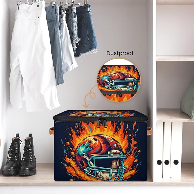 Cubes Storage Baskets, American Football Empty Gift Basket Foldable Storage Box Bin,Waterproof Open Shelf Basket Organizer for Clothes Toy Bedroom Nursery Home Decorative