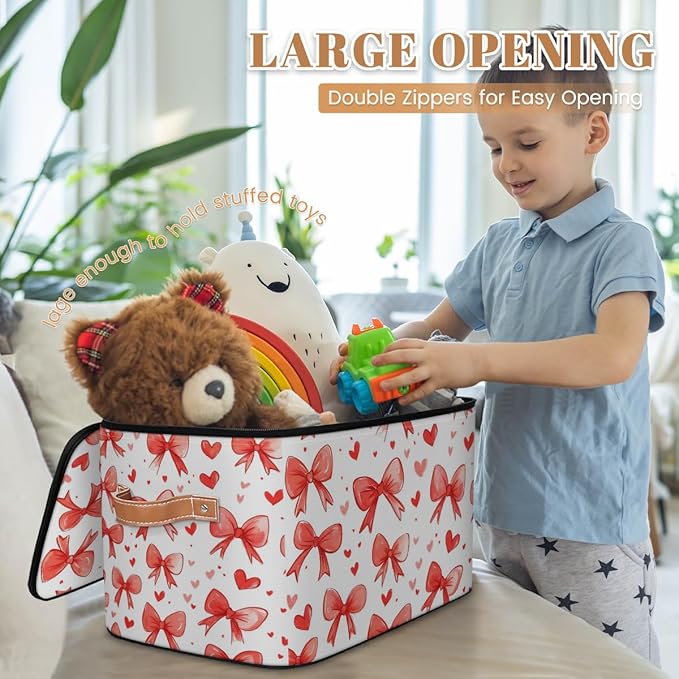 Cubes Storage Baskets,Ribbon Bow Empty Gift Basket,Foldable Storage Box Bin,Waterproof Open Shelf Basket Organizer for Clothes Toy Bedroom Nursery Home Decorative