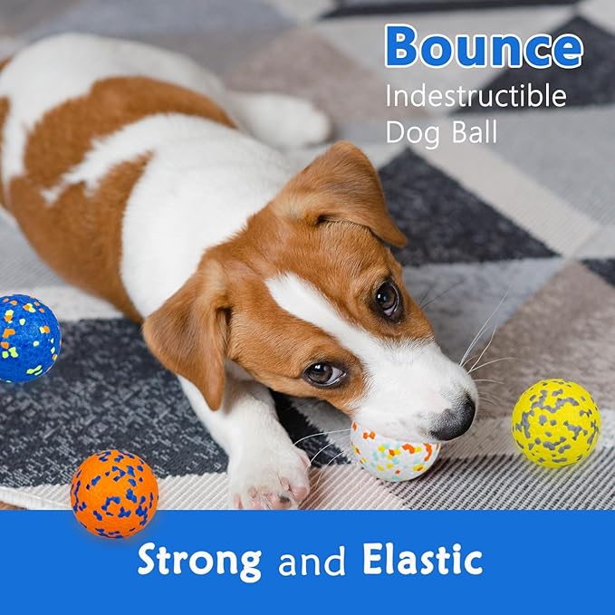 POUPUA 4-Pack Super Bouncy Dog Balls — Lightweight & Safe (Won’t Hurt Dogs), Indestructible Tennis Balls for Aggressive Chewers, Durable Floating Fetch Toys for Small & Medium Dogs
