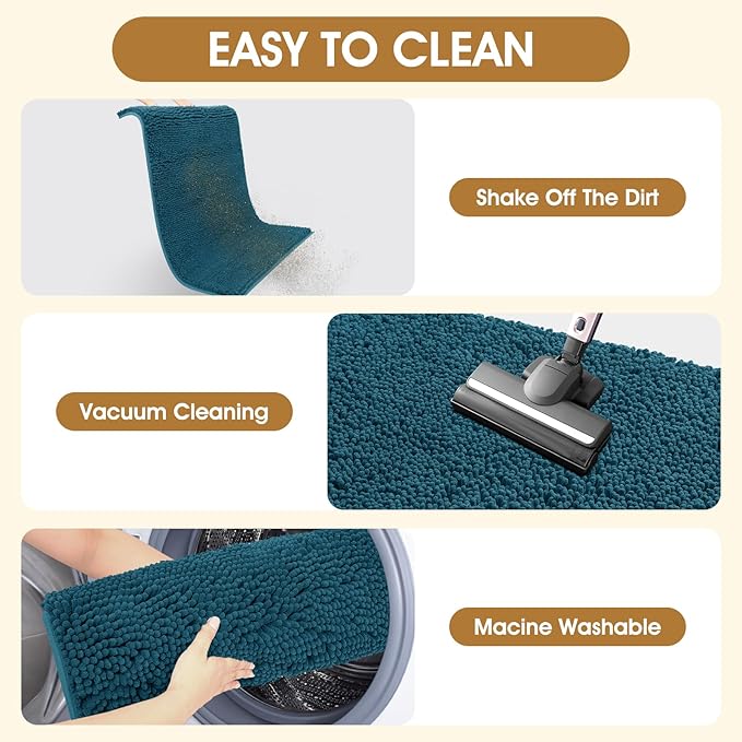 Extra Large Dog Door Mats for Muddy Paws, 71" x 25" Chenille Absorbent Mud Mat for Dogs, Non Slip Heavy Dog Rugs For Muddy Paws, Soft Indoor Door Mat for Entryway, Mud Paw, Inside Floor, Teal Blue