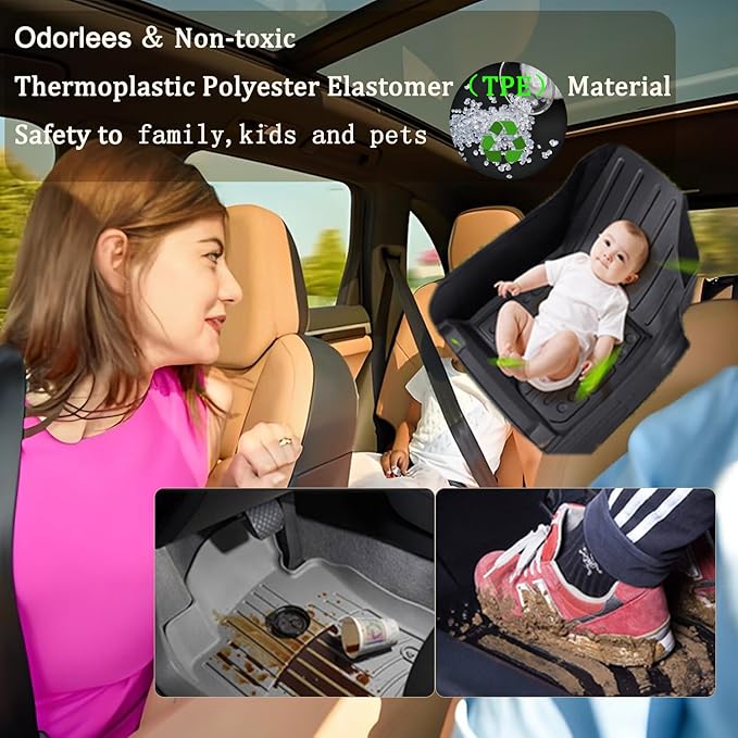 Floor Mats ＆ Cargo Liners Compatible with 2012-2016 Honda CR-V，All Weather Waterproof Durable Anti-Slip Odorless Custom-fit Front Rear 2 Rows Back Trunk Tray Full Set Carpet Protection Liner