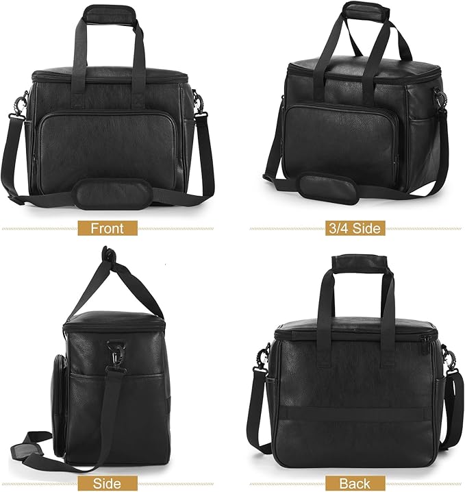 Lasaviin Dog Travel Bag, Leather Travel Pet Bag Set for Dog and Cat, Airline Approved Tote Organizer with Multi-Function Pockets, 2 Food Storage Containers, 2 Collapsible Bowls