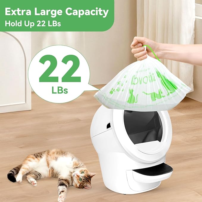 100 Pack Waste Bags, Compatible with Litter Robot 4 and 3, Automatic Litter Box Bags. Thick Pre-Separated Heavy Duty Litter Box Liners, 26.8" x 16.2"