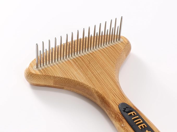 Dog Rake for Undercoat & Stainless Steel Shedding Comb for Long Hair Dogs and Cats 2 Pack Pet Grooming Kit of Deshedding Brush and Metal Comb for Detangling Matted Fur