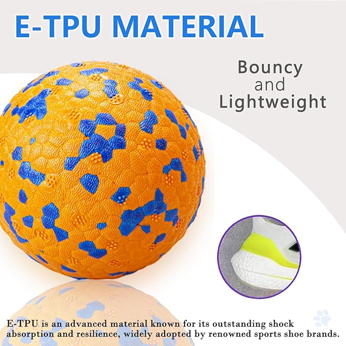 POUPUA 2-Pack Super Bouncy Dog Balls — Lightweight & Safe (Won’t Hurt Dogs), Indestructible Tennis Balls for Aggressive Chewers, Durable Floating Fetch Toys for Medium & Large Dogs