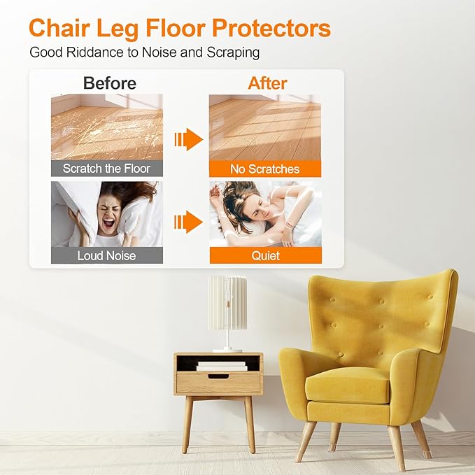 36Pcs Silicone Chair Leg Floor Protectors,Floor Protectors for Chairs,Rubber Chair Leg Protectors for Hardwood Floors,Chair Leg Caps Chair Leg Covers for Wooden Floors(Clear, Small)