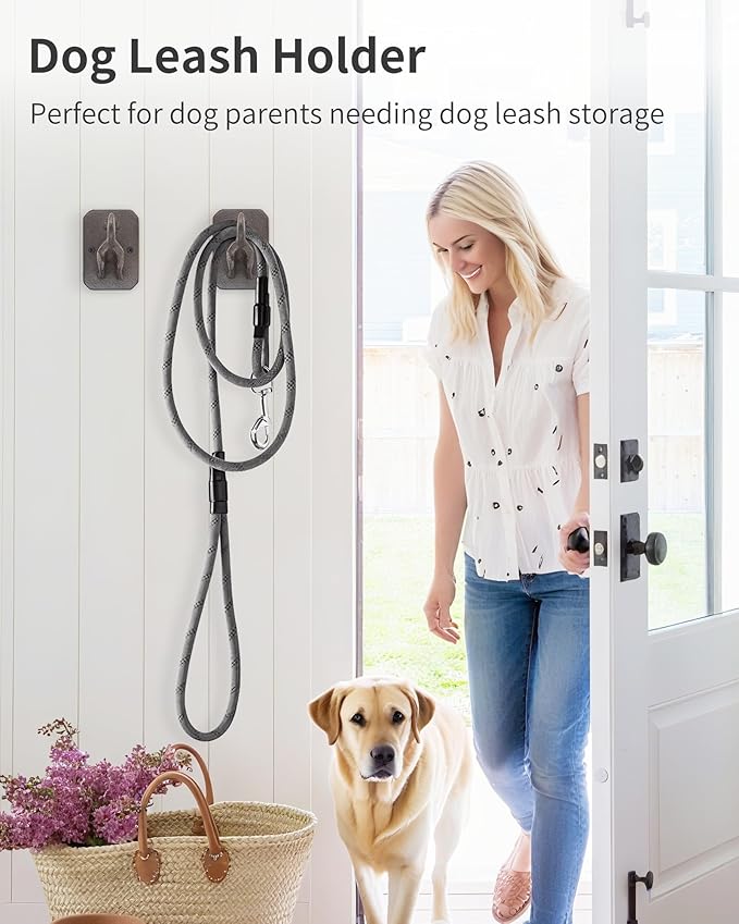 Cast Iron Dog Tail Wall Hooks - Heavy Duty Rustic Dog Leash Holder, Wall Mount Coat Hook for Hanging Key Towel Collar, Decorative Puppy Butt Paw Hanger for Farmhouse Entryway Mudroom, 3 Pack