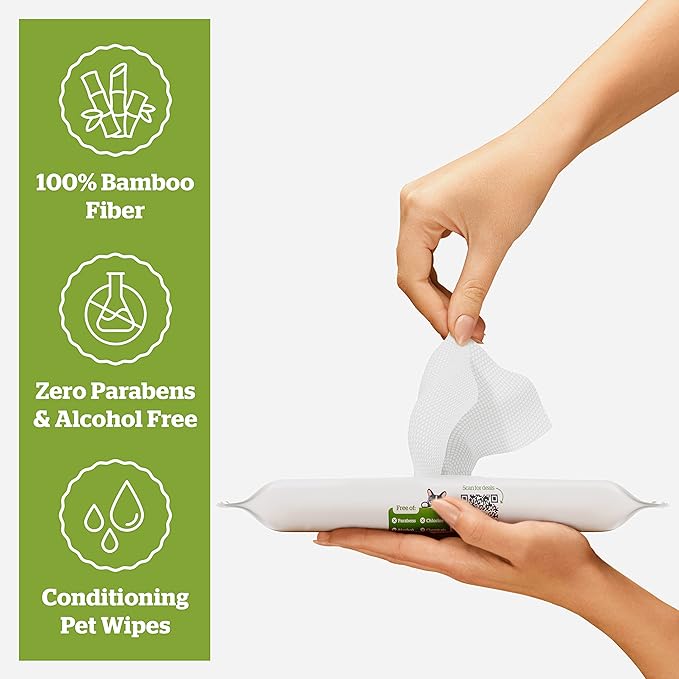 Pogi’s Dog Wipes Travel Packs – Hypoallergenic Pet Wipes for Paws, Body & Butt – Cleaning & Hydrating, Fragrance Free, 120-Count