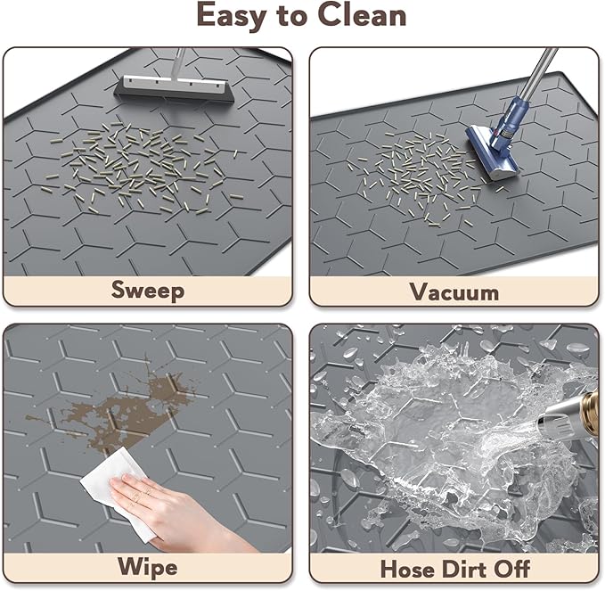 Garoopion Cat Litter Box Mat, Large 34" X 22" Cat Litter Mat, Waterproof Silicone Pad for Floor, Dark Gray
