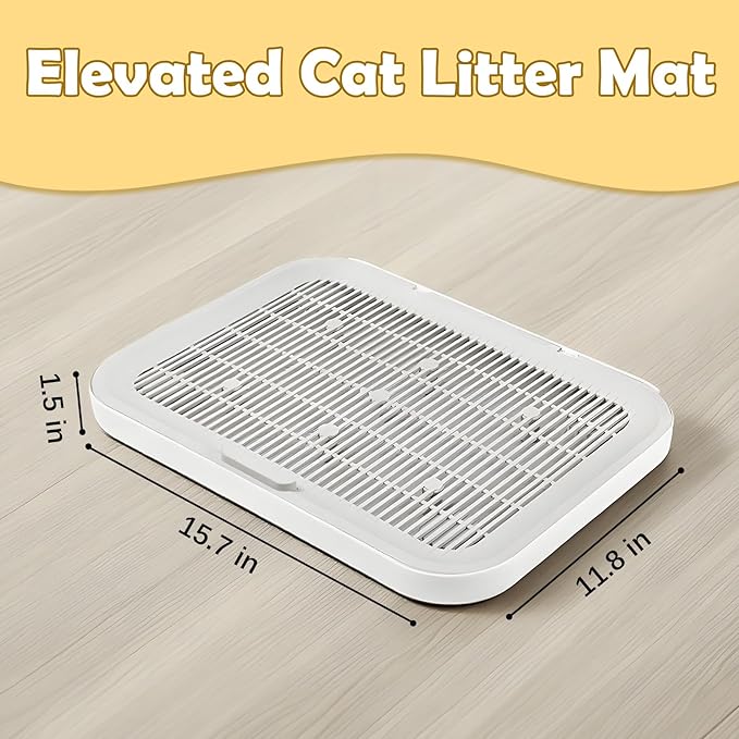 Cat Litter Mat Litter Box Mat with a Flip-top Lid,Extra Large Double-Layer Trapping Mats for Kitty,XL Cat Trapping Pad with Non-Slip Base,Durable,Waterproof,Washable,Easy to Clean (Grey)