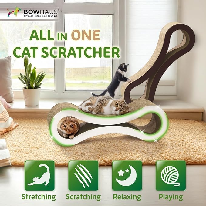 Infinity Cat Scratcher Lounger, Reversible Scratcher, Infinity Cat Cardboard Scratcher, Large Cat Scratching Pad, Scratching Board, Scratcher Lounge Bed for Indoor Cats, Brown