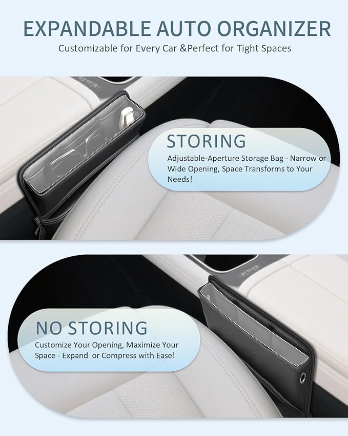 FLORICH Car Seat Gap Filler Organizer, 2-in-1 Seats Gap Filler Organizer and Storages Between Seat Car Gap Filler, Car Organizer Front Seat Universal Fit for Car SUV Truck Black 1 Pack