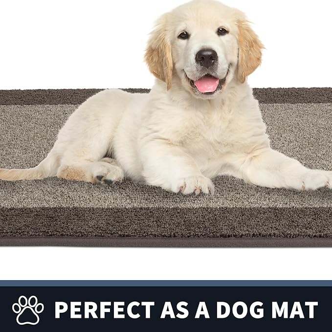 PURRUGS Dirt Trapping Door Mat 34" x 60", Non-Slip Machine Washable Entry Rug, Entrance Mat, Indoor Front Door Mat, Super Absorbent Entryway Rug for Muddy Shoes & Paws, Beige & Grayish Brown