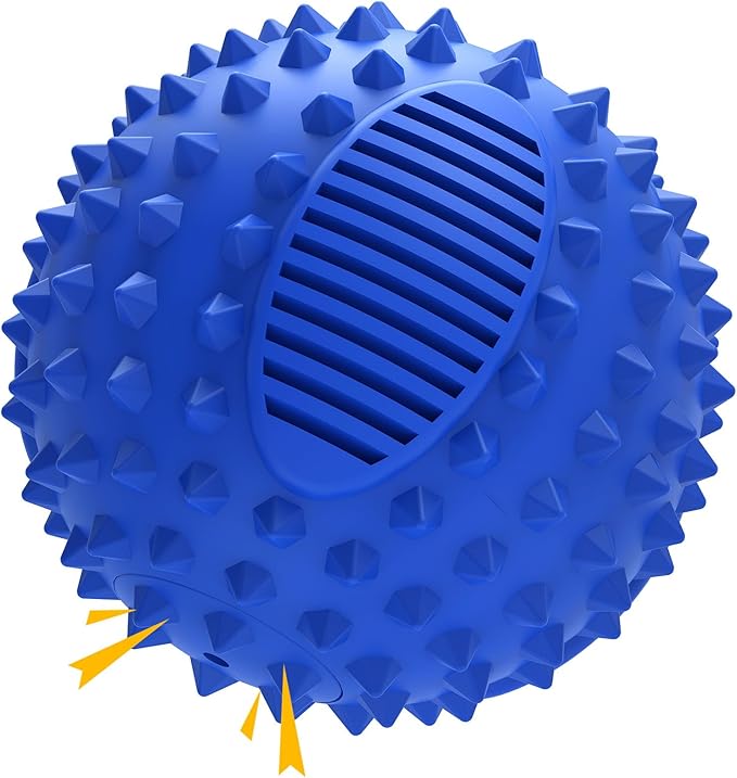 petizer 4" Squeaky Dog Balls for Aggressive Chewers, Durable Interactive Spiky Ball for Teething, Indestructible Rubber Dog Chew Toys, Tough Pet Toys for Small, Medium & Large Breeds