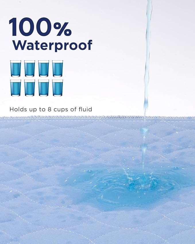 Washable Bed Pads 34" x 36" - 4 Pack, Blue, Waterproof Bed Pads for Incontinence, Bed Wetting Pads for Bed, Sofa, Floor, Resuable Underpads for Adults, Seniors, Pet