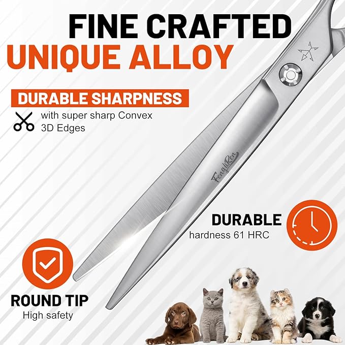 High-end Professional Dog Grooming Scissors Pet Grooming Shears 7.5 Inches Extremely Very Sharp Made Of Stainless Steel Alloy By Hand For Dog Cat Groomer