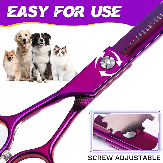 JASON Grooming Scissors for Dogs - Sharp Thinning Dog Shear with Muffler Pad, Stainless Steel Dog Grooming Shears Professional Texture Scissors for Pets