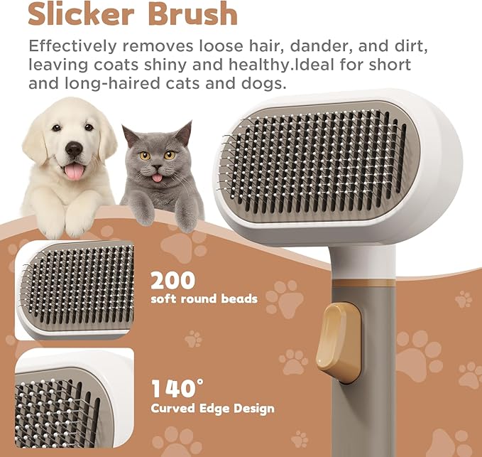 Bolfie Dog Rake and Gently Removes Loose Dog Hair Brush Undercoat Mats and Tangled - Deshedding Grooming Tool for Dogs & Cats - Self Cleaning Slicker Brush - All Hair Types