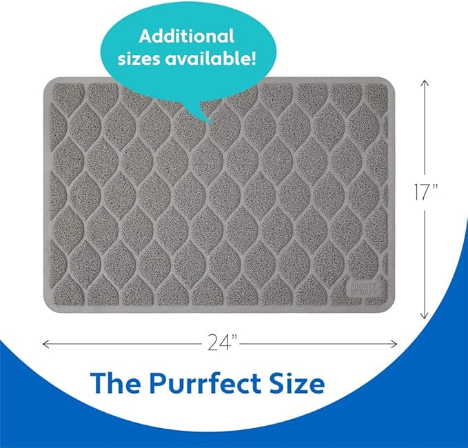 MIGHTY MONKEY Waterproof BPA Free Cat Litter Box Trapping Mat, Easy Clean Floors, Textured Backing, Soft on Sensitive Kitty Paws, Cats Accessories, Less Waste, Stays in Place, 24x17, Slate Gray