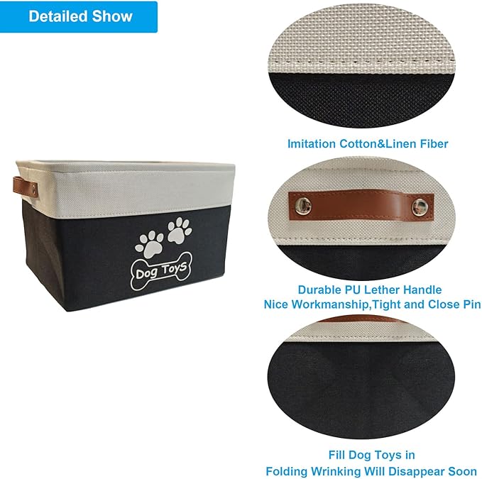 Dog Toy Basket Collapsible Dog Toy Box with Handles Foldable Dog Toy Bin for Pet Toys,Accessories