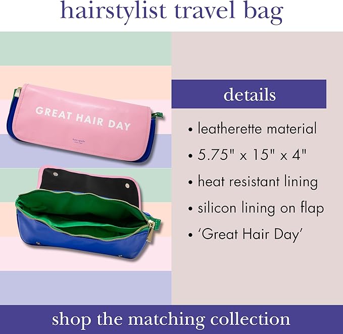 kate spade new york Hair Styling Tools Organizer, Compact Hairstylist Travel Bag, Great Hair Day