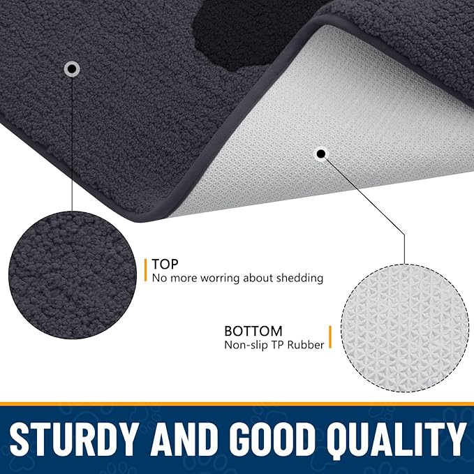 Smiry Dog Door Mat for Muddy Paws, Absorbs Moisture and Dirt, Low-Profile Entryway Mat with Non-Slip Backing, Entry Indoor Outdoor Doormat for Inside Floor (36x24 Inches, Black, Paw)