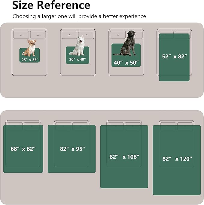 Tuffeel Waterproof Blanket for Bed King Size, Leak Proof Dog Couch Blankets Reversible, Pet Throw Sofa Furniture Protector Machine Washable-82 x108,Green+Cream