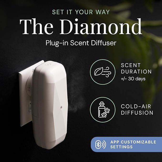 Air Esscentials The Diamond Gift Set, Pet-Preffered Smart Scent Air Machine for Home, Bluetooth Controlled, Waterless Fragrance Oil Diffuser, Puppy Petals & Fresh Fur-Ever Scents, White