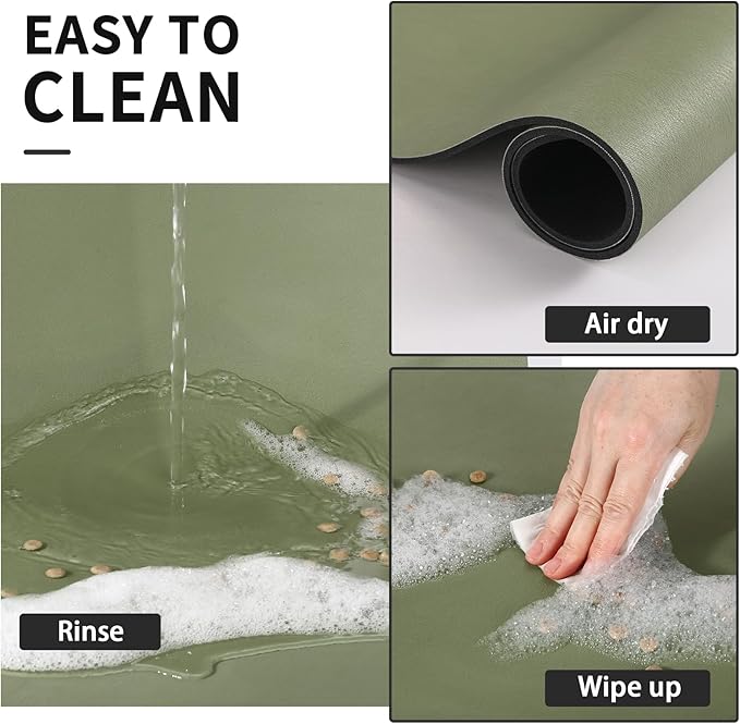 Dog Food Mat - Absorbent Cat Mat for Food and Water, No Stains Pet Feeding Bowl Mat, Easy to Clean Pet Placemats, Quick Dry Dog Water Dispenser Mat for Messy Drinkers | Green 16"x 24"