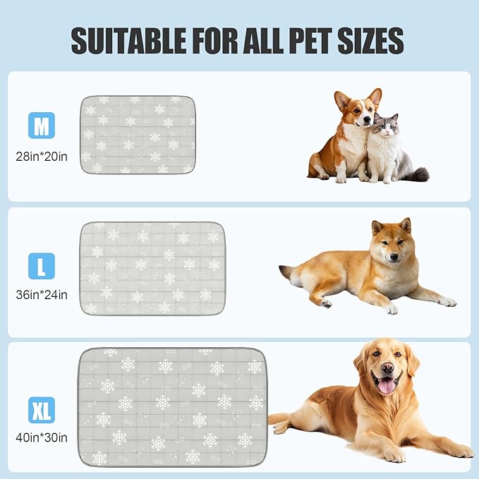 RIOGOO Dog Cooling Mat, Dog Blanket Washable, Cool Fabric & Internal Waterproof Cooling Pad (Grey, Medium (28X20 inch))