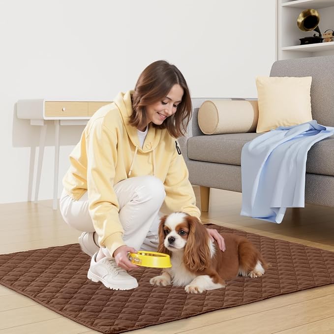 Smiry Waterproof Dog Bed Cover Blanket, Soft Reversible Pet Blanket, Washable Leakproof Cats Dogs Couch Cover for Sofa, Couch, Furniture, Plaid (30x53 Inch, Brown/Chocolate)