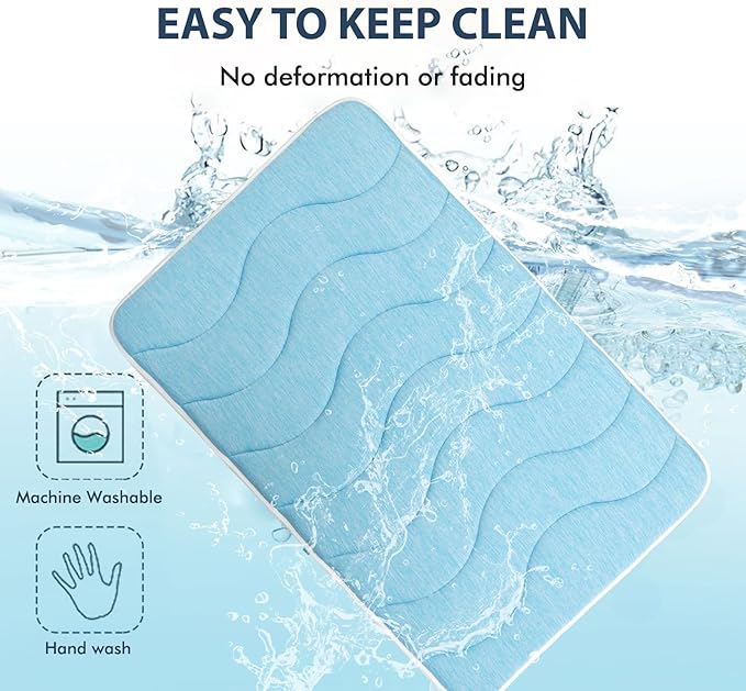 MICROCOSMOS 0.8" Thick Cooling Dog Foam Pad & Summer Pet Sleeping Mat, Machine Washable, Materials Safe, Portable Flat Pet Bed for Dogs.(Sky Blue, 36" x 23")