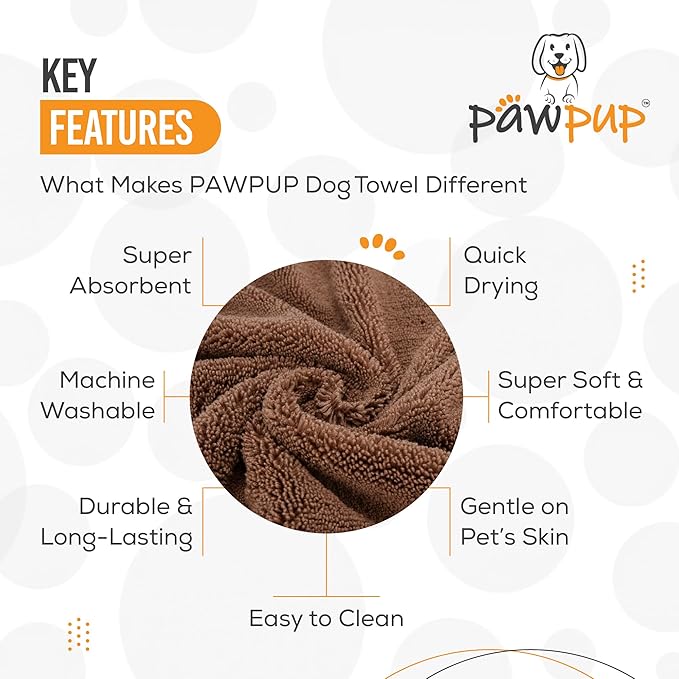 PAWPUP Dog Towels for Drying Dogs Super Absorbent Microfiber Pet Grooming Towel for Dogs, Cats and Other Pets (55 x 28 Inches, Brown)