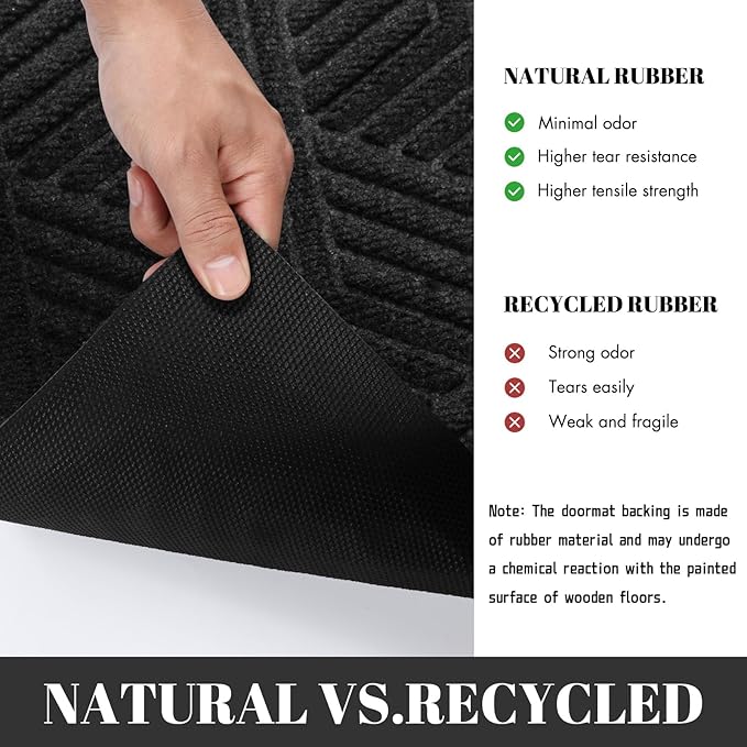Yimobra Extra Large Door Mat 60x36, All-Season Waterproof Outdoor Mats for Front Door Entrance with Drainage Holes, Heavy Duty Non-Slip Doormat for Garage Patio Entryway Indoor, Black