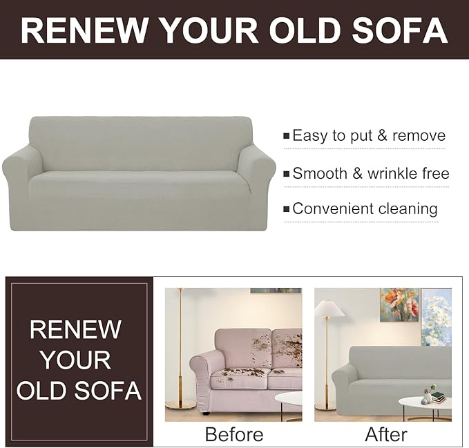 U-NICE HOME Loveseat Cover Stretch Couch Cover Sofa Cover Sofa Slipcover Furniture Protector for 2 Cushion Couch Sofa Pet Friendly(Loveseat, Taupe)