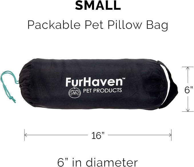 Furhaven Outdoor Travel Dog Bed for Small Dogs w/ Carry Bag, Washable & Foldable, Great for Crates & Kennels - Trail Pup Travel Pillow Mat w/ Stuff Sack Bag - Paprika/Camo-Paw, Small
