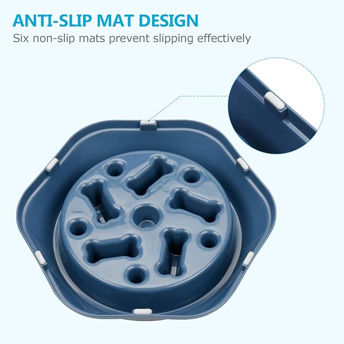 UPSKY 2PCS Slow Feeder Dog Bowl Anti-Chocking Slower Feeding Dog Puzzle Bowls, Interactive Bloat Stop Dogs Food Bowl Dishes Non-Slide Lick Treat Bowl for Small Medium Dogs (Blue+Pink)