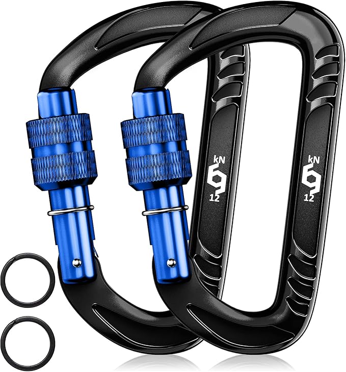 12kN (2697 lbs) Heavy Duty Carabiner Clips, for Securing Pets, Outdoor, Camping, Hiking, Hammock, Dog Leash Harness, Keychains