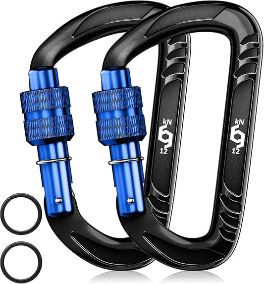 12kN (2697 lbs) Heavy Duty Carabiner Clips, for Securing Pets, Outdoor, Camping, Hiking, Hammock, Dog Leash Harness, Keychains