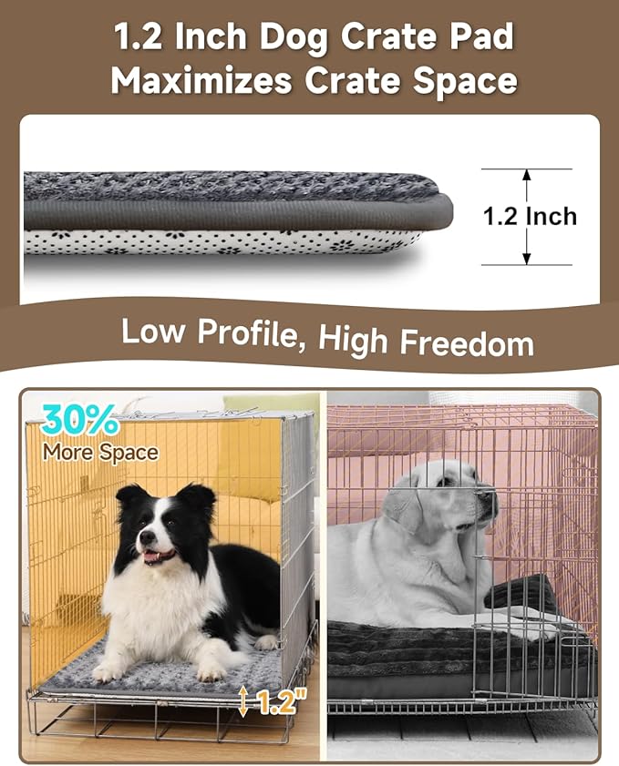 XXXL Dog Bed for Crate High Resilience Foam Crate Pad Mat for Large Dogs Washable Anti-Slip,53" x 36",Dark Gray