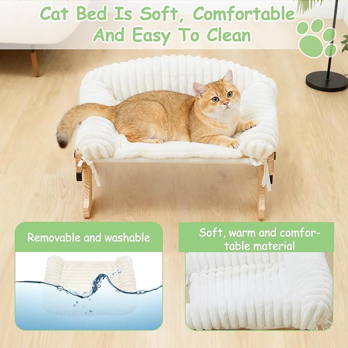 Woochpet cat Window Perch for Indoor Cats Large Window Hammock with Washable Cover Suitable for All Seasons cat Window Bed for Adults Cats and Kittens(White)