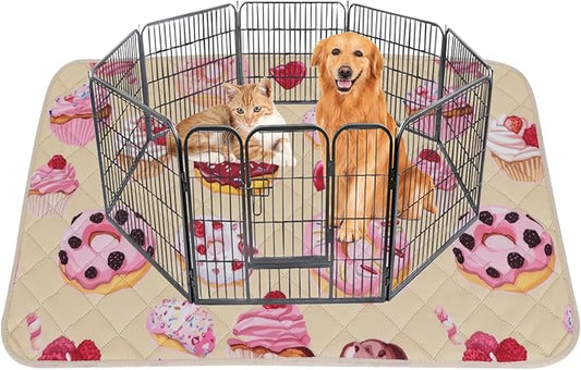 IEUUMLER Washable Pee Pads for Dogs, 1 Pack Cake Pattern Reusable Waterproof Puppy Potty Pads, Non-Slip Absorbent Pet Training Pads for Playpen Crate Bed EU015 Beige Cake, 63x63