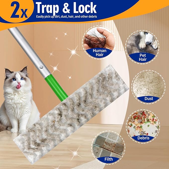 60 Count XL Pet Dry Sweeping Cloth Refills for Swiffer Sweeper XL Mop, Unscented Heavy Duty Dry Pads Refills for Multi-Surface Floor Cleaning