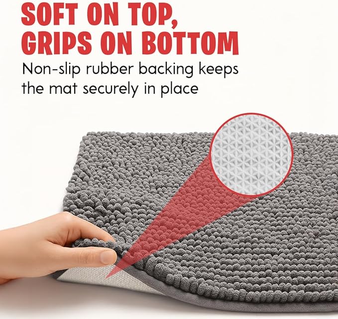 MudGuard Mat™ Dog Door Mat for Muddy Paws, Super Absorbent Microfiber, Non-Slip Indoor Mat, Quick Dry Chenille Mud Mat for Dogs & Entryway, Washable, Grey 24" x 36"