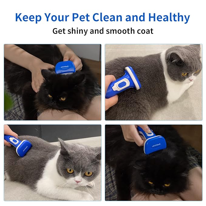 Upgraded Pet Self Cleaning Curved Deshedding Tool, Effectively Reduces Shedding by Up to 95%, Professional Grooming Brush for Small Dogs, Cats and Other Small Animals Blue S