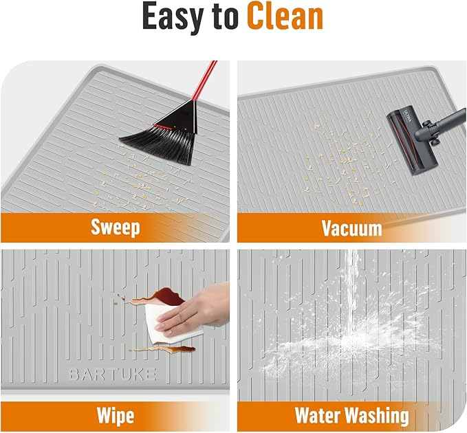 Silicone Cat Litter Mat, 40" x 22" Extra Large Cat Litter Box Mat Litter Trapping Mat for Scatter Control, Waterproof, Soft on Kitty Paws, Clean Floor (Grey)