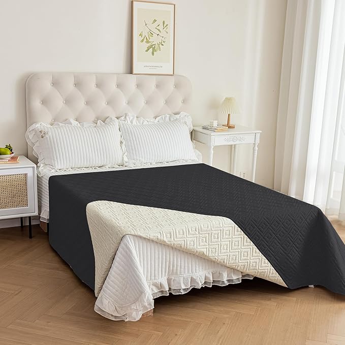 2026 Waterproof Bed Sofa Blanket (68"x82") Comfy Couch Sofa Mat for Dog Pets with Anti-Slip Back, Universal Incontinence Lightweight Liner Pad for Furniture Car Picnic etc Durable Washable, Black
